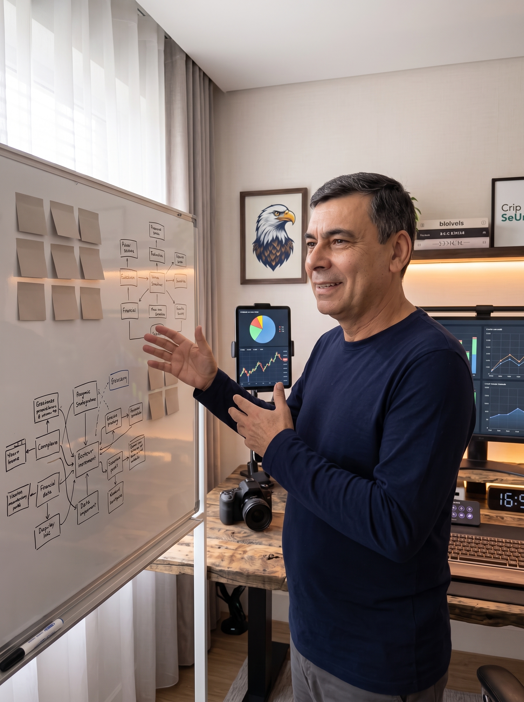 Edson Lima explicando conceitos e organizando um quadro de trabalho
